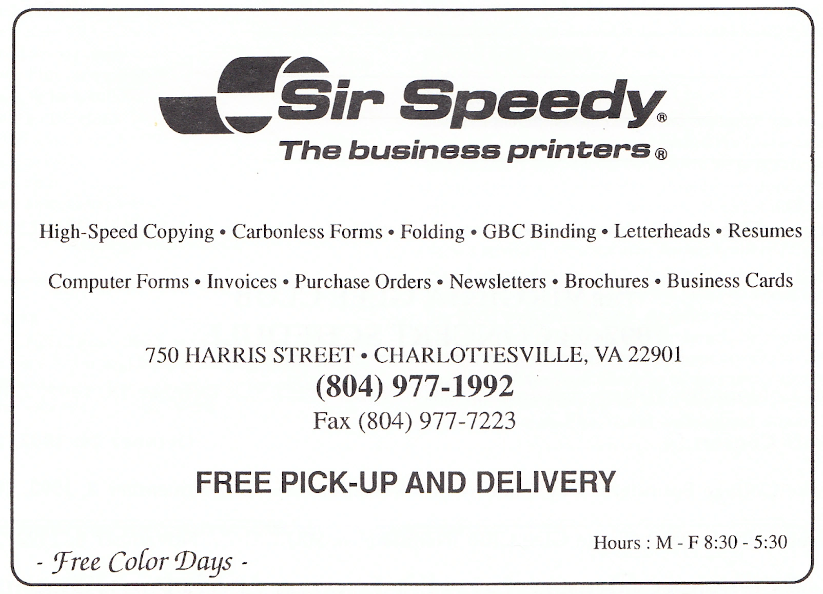sir speedy business cards
