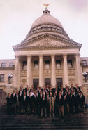 Club outside the Mississippi State House with State Senator Hob Bryan (UVA alum). Photo courtesy Aven Tsai.