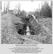 West Main Street, 1918, showing Southern Railway excavations with the Cabell House in the background.