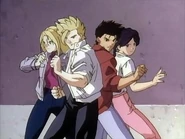 Main characters of Virtua Fighter Anime, from left: Sarah, Jacky, Akira and Pai