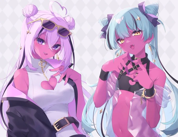 Yume and Petty in their demon forms by 炊くぞ @akai_robot