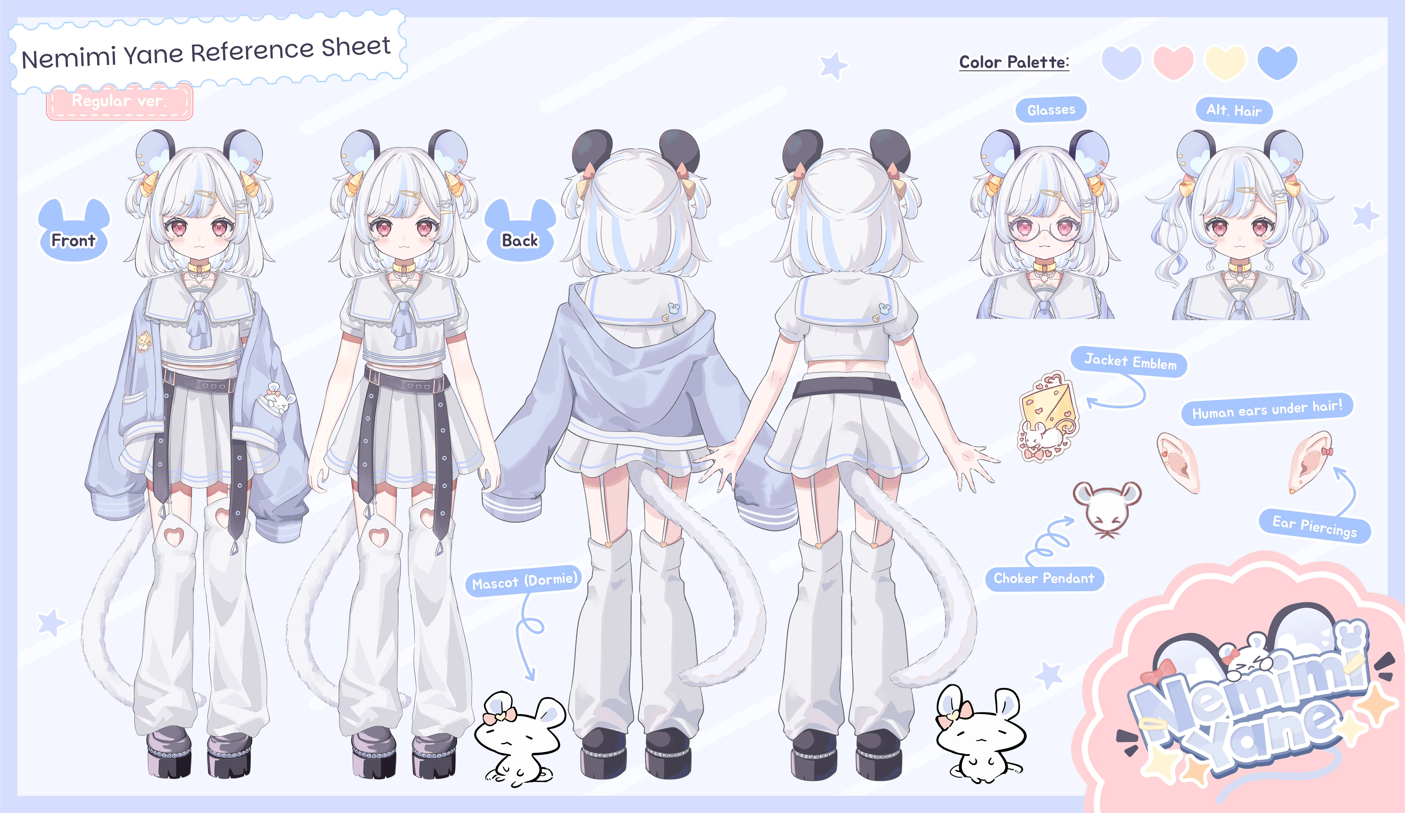 Nemimi's regular outfit reference sheet