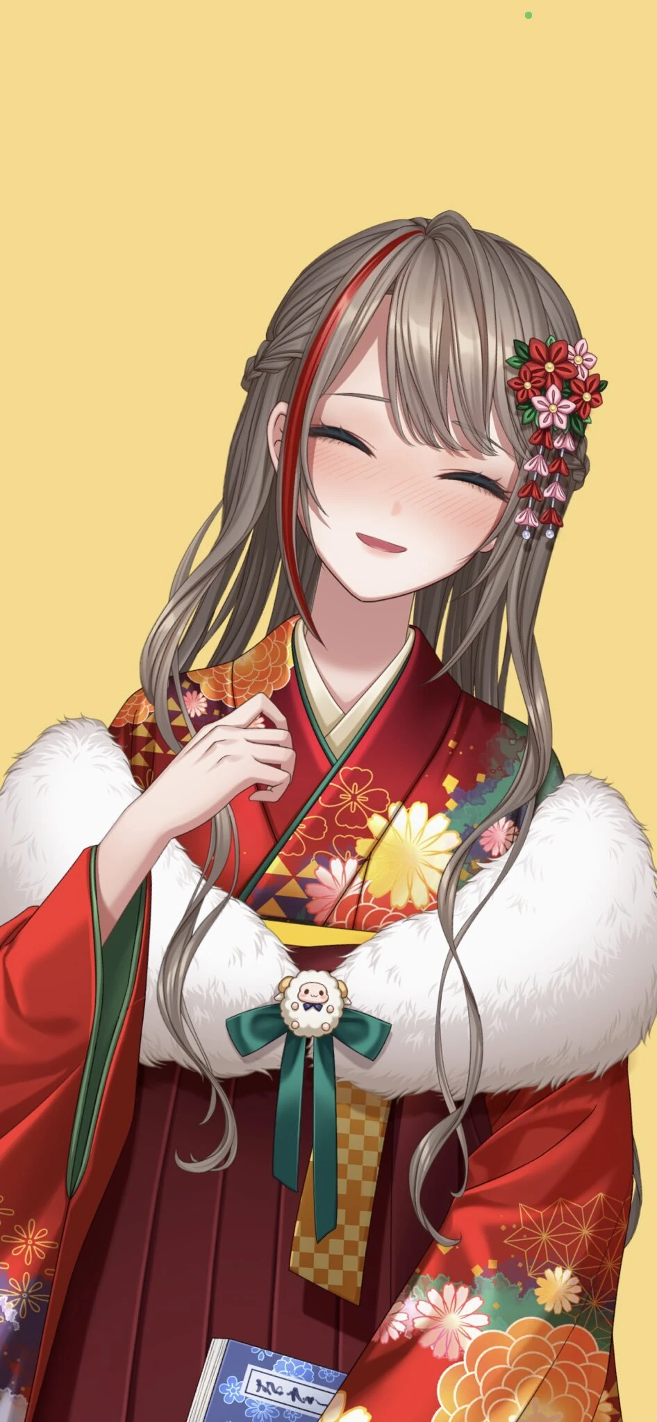Japanese Style Outfit With Fur Shawl