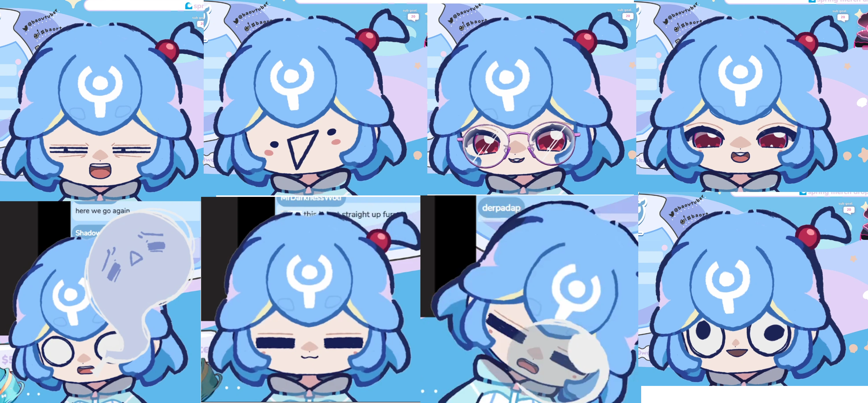 'Doodle Bao' Chibi Model faces, design by Weeniedesu, Live2d/Model by gogogo_ria