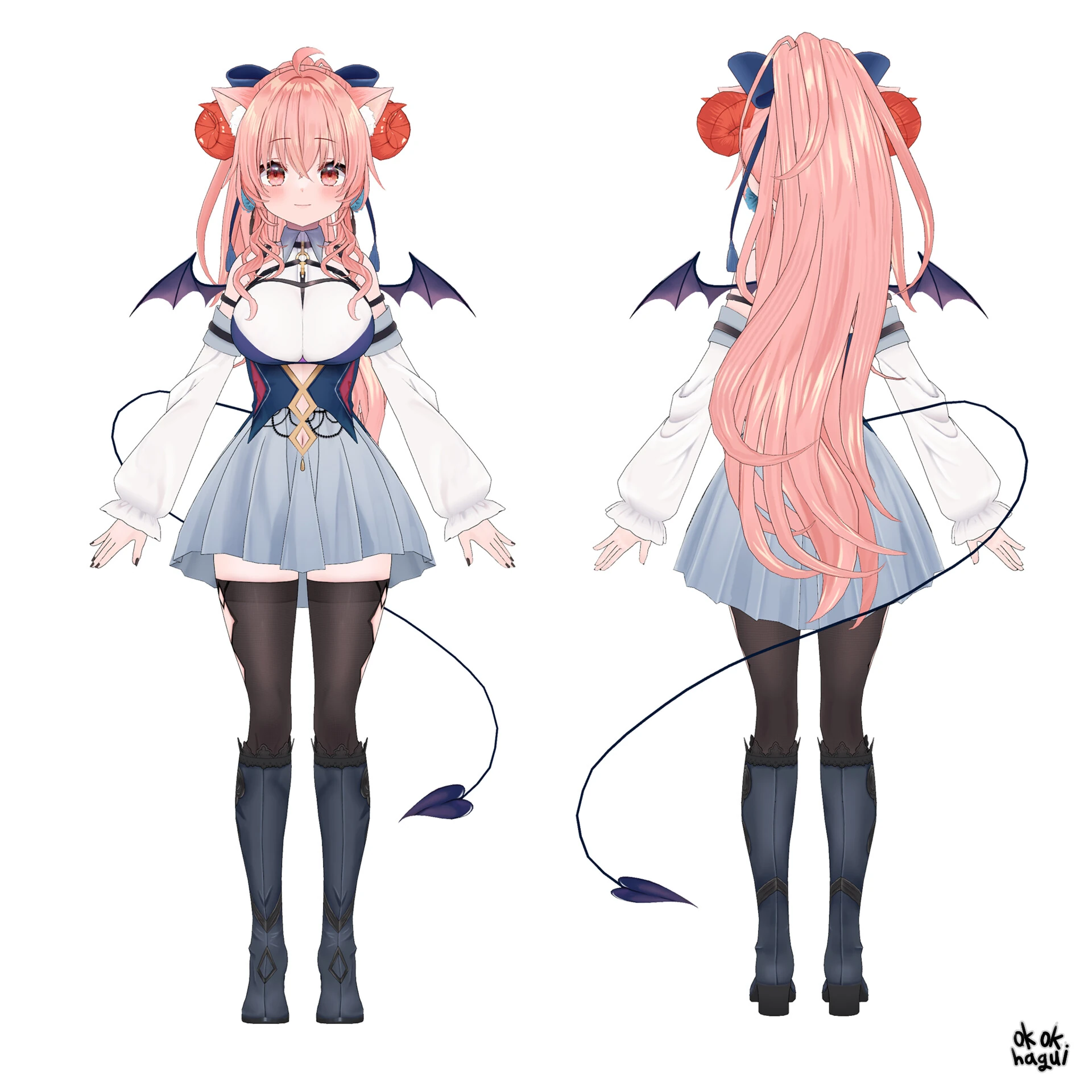 Model 2.0 2nd Outfit 3D Reference Sheet (no Jacket)<br>by okok haguki