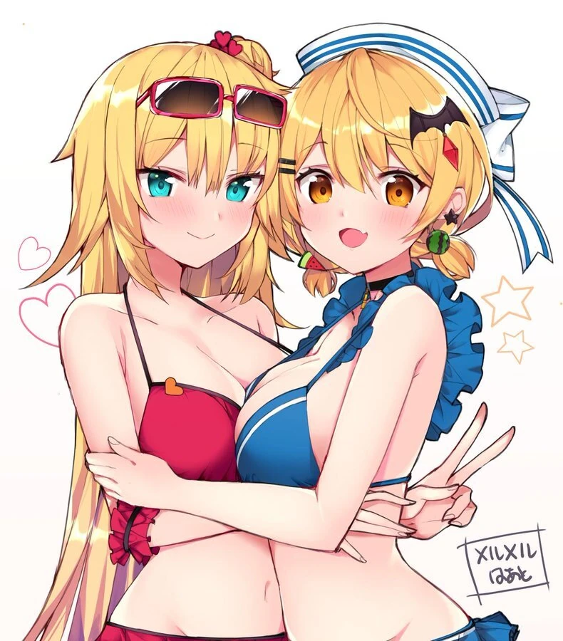 Akai Haato and Yozora Mel<br>by HaruYuki