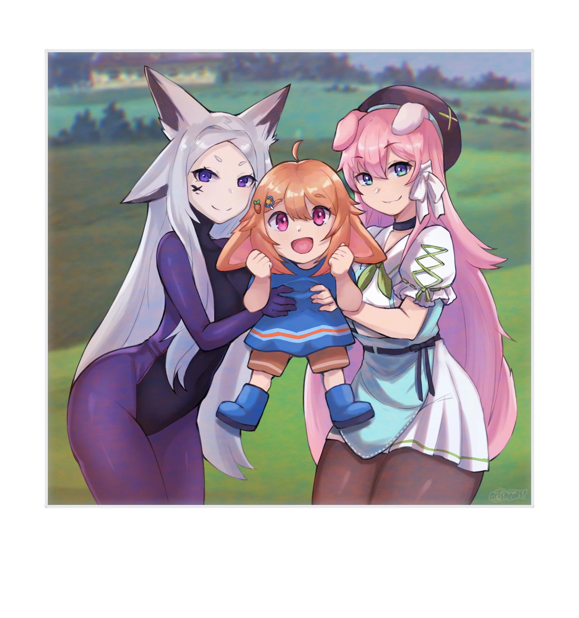 Bunny family photo with Yuni and Dya Rikku by Yuni