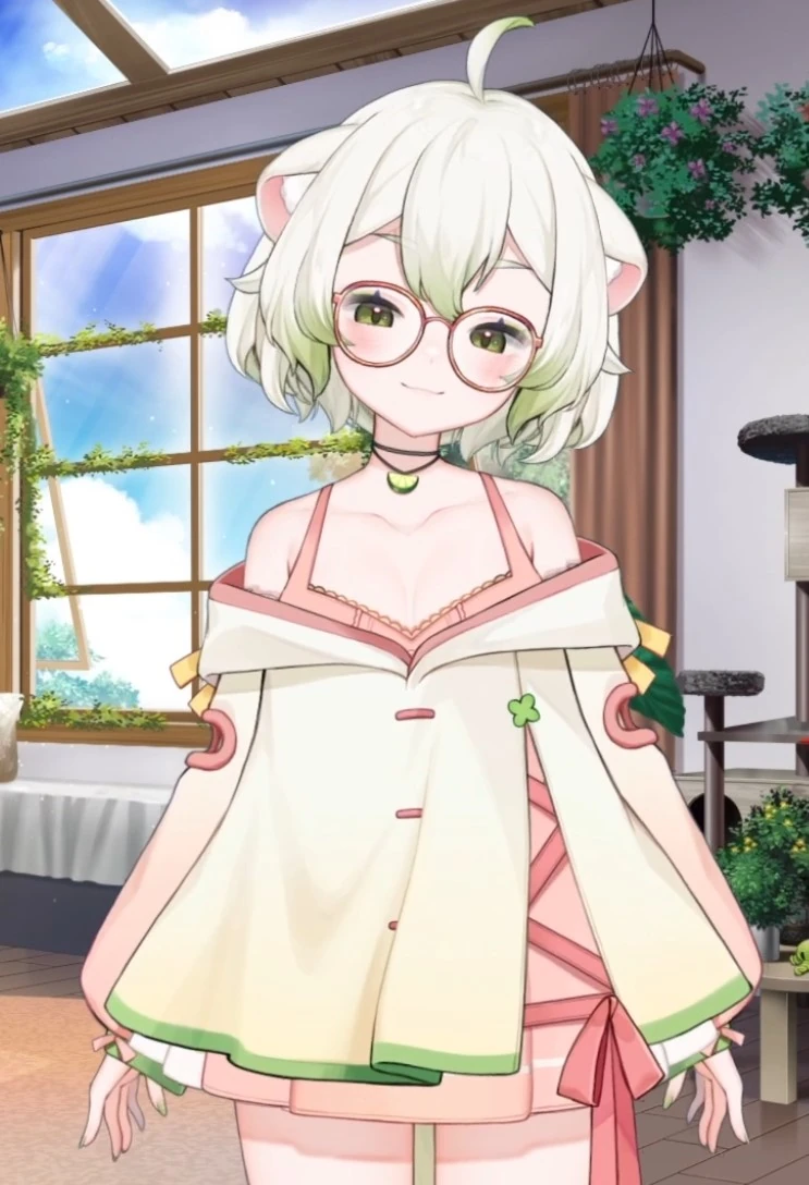 With short hair and glasses
