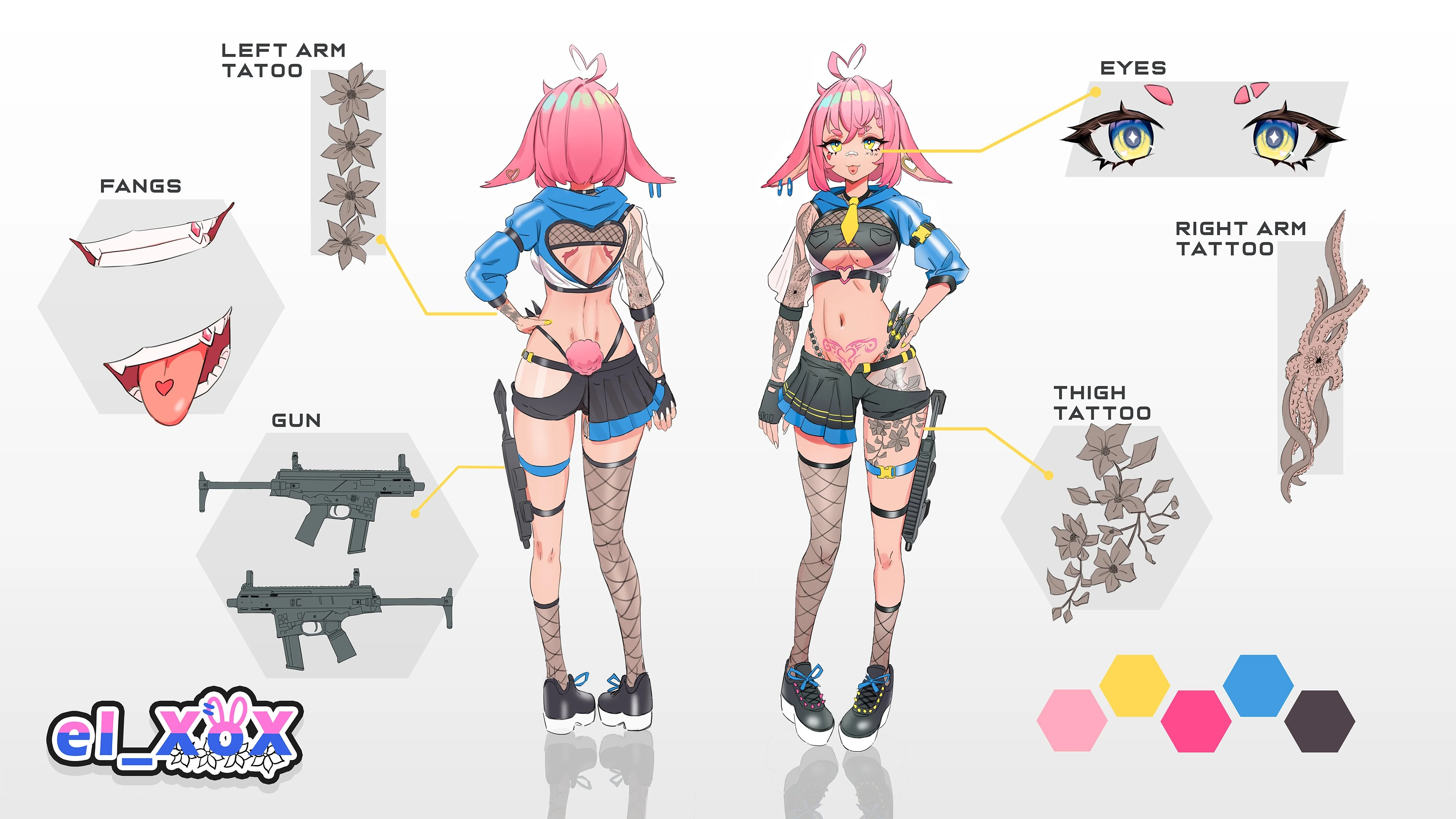 3rd VTuber Model (1.0 as el_XoX) details front and back