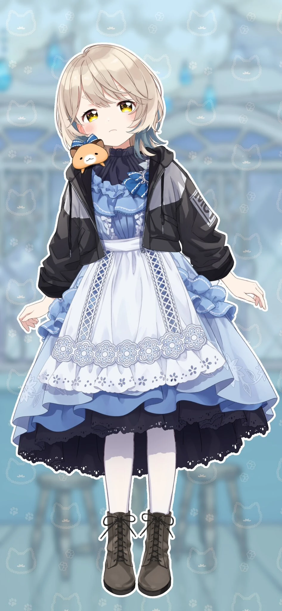 Lolita Maid Outfit Jersey and Wolf Cut Hairstlye Ver.