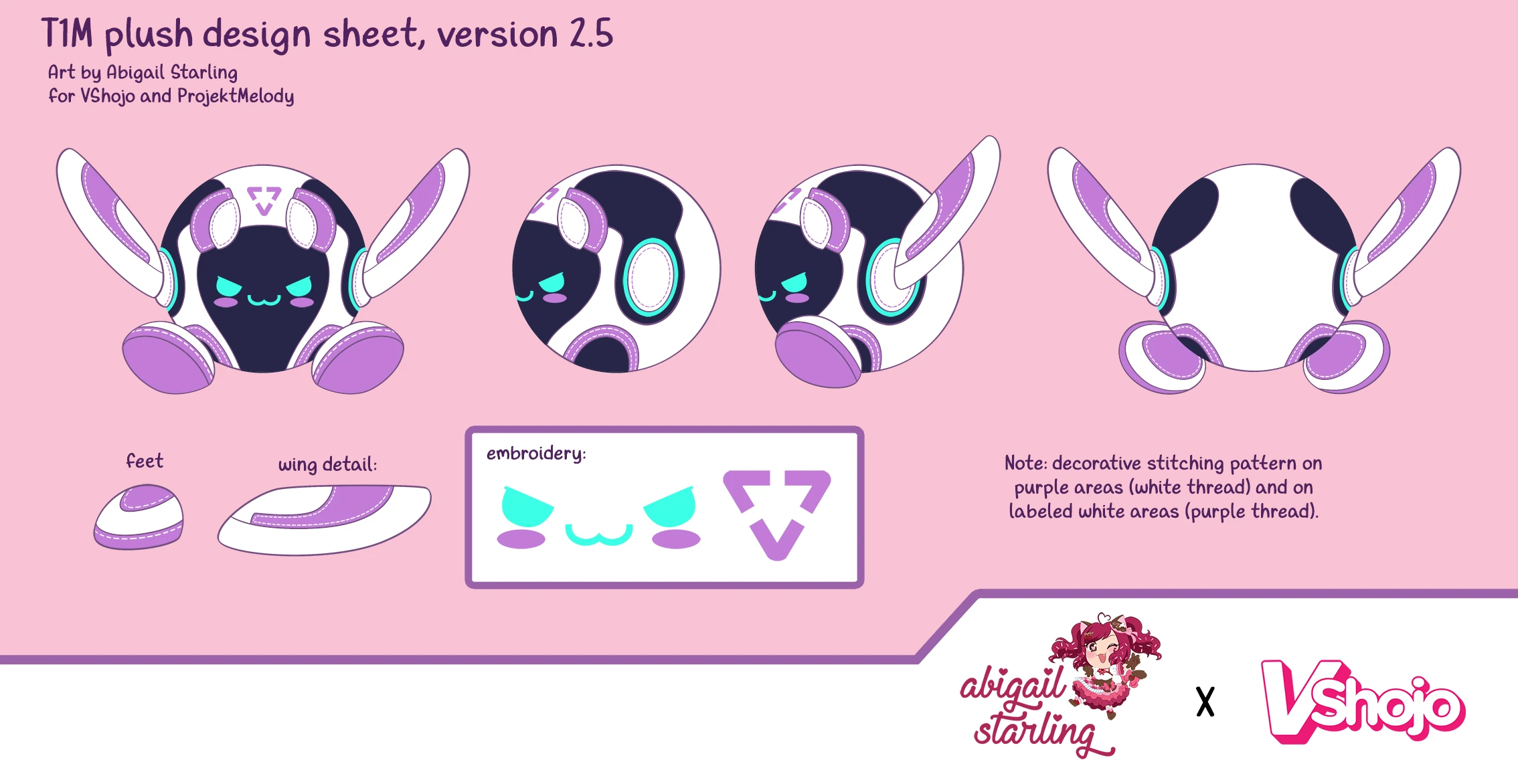 T.1.M plushie ref sheet by Abigail Starling