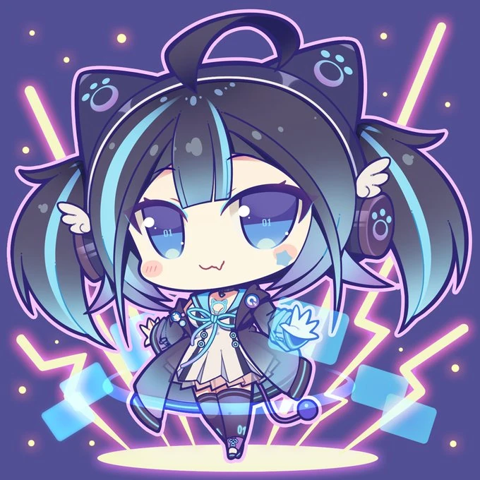 Cyan chibi stamp by 星クズの夜 @hoshikuzu_yoru