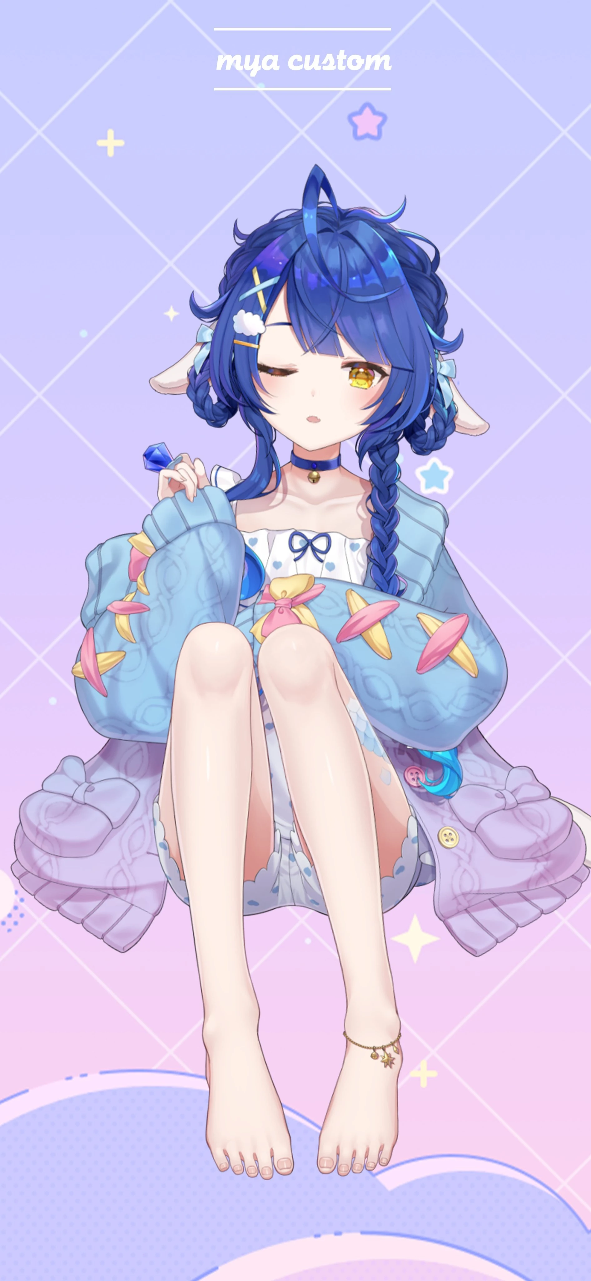 Sheep and Fluffy Loungewear Short Hairstyle With Sheep Ears and Lollipop Accessory