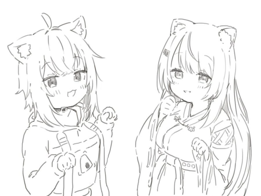 Nekomata Okayu and Shiina Yuika<br>by Ceramic06