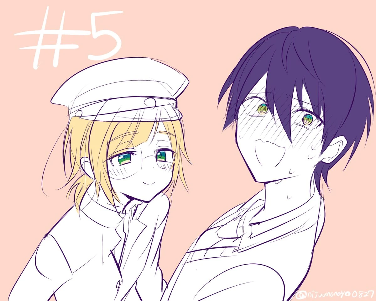Suzuya Aki and Kenmochi Toya Kangumi Radio #5 Illustration<br>by Ninahachi