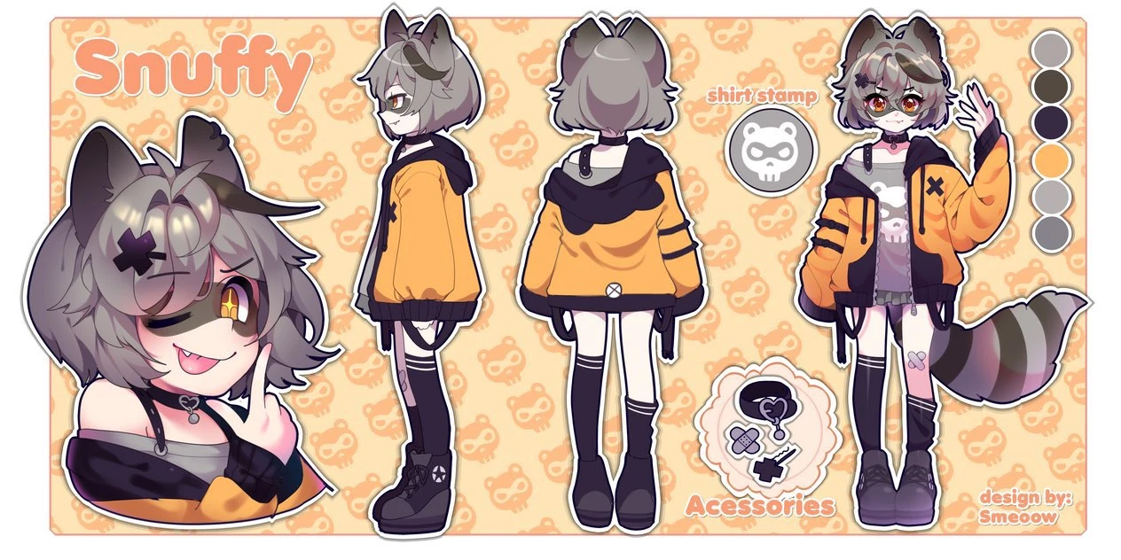 Snuffy Racoon Reference Sheet<br>(by [https://www.deviantart.com/smeoow Smeoow])