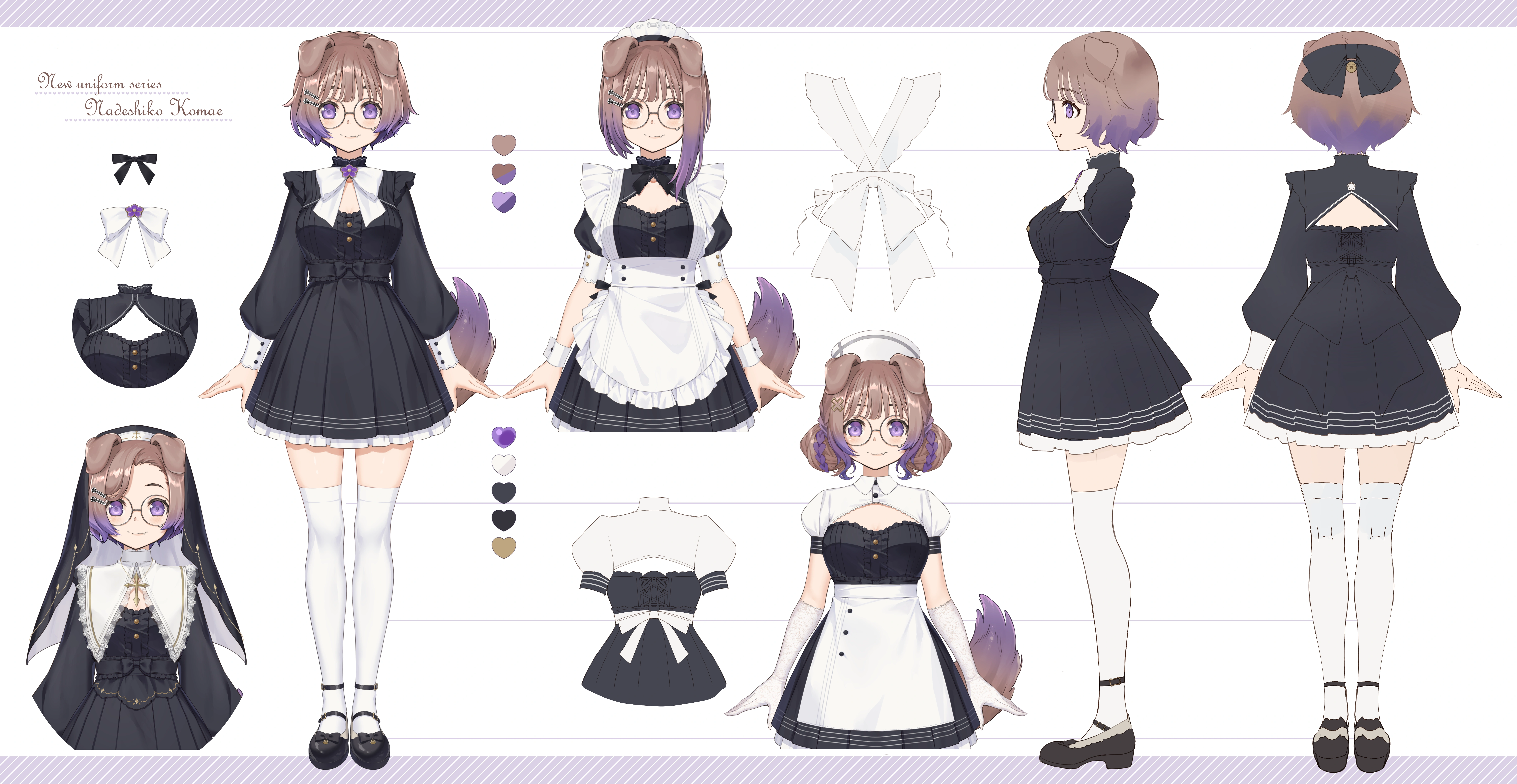 8th 2D Costume (Uniform/Maid/Nun) Reference Sheet