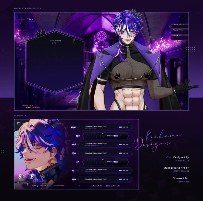 Overlays, assets, and schedule by harukoti