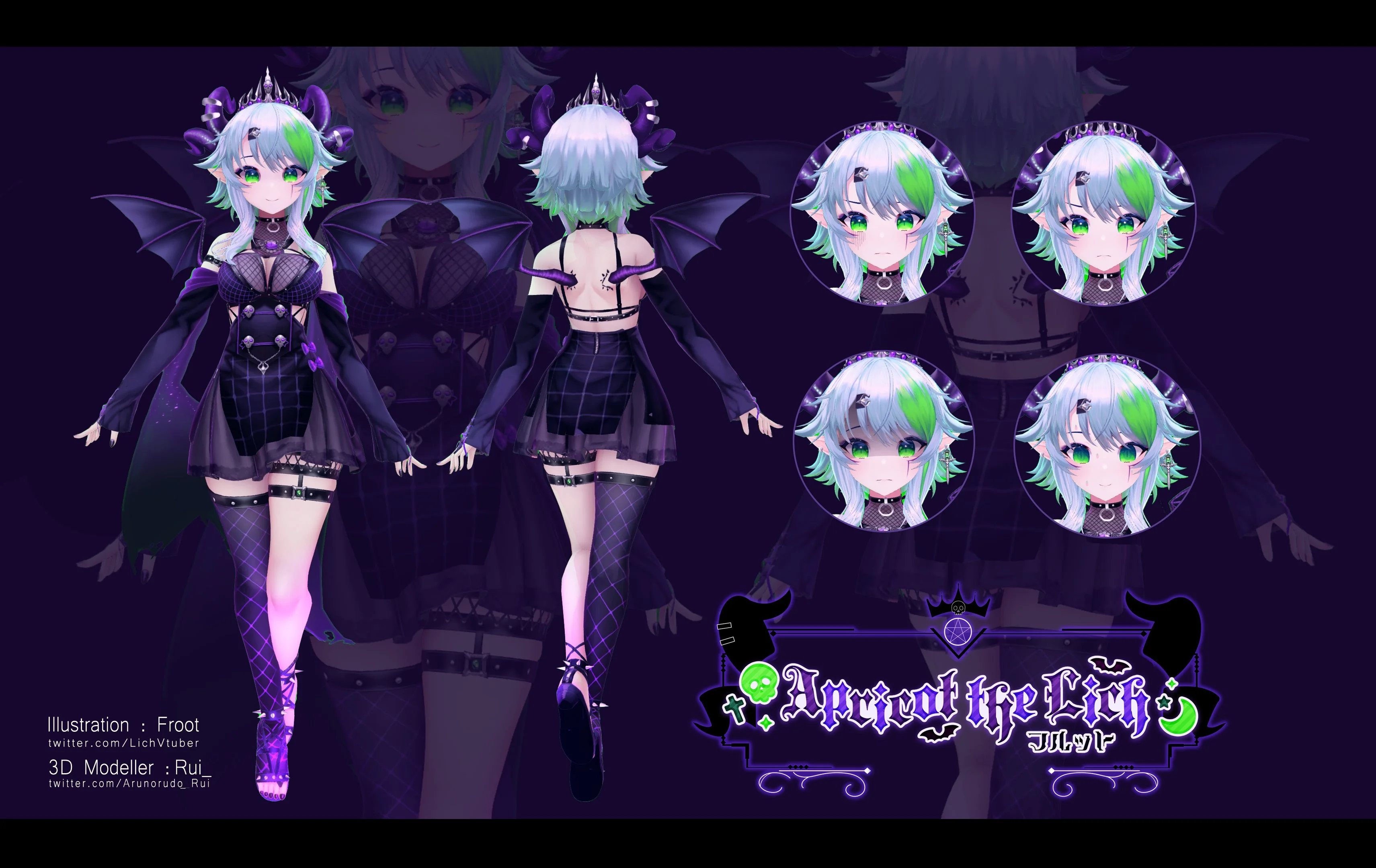 Apricot the Lich (Froot) 3D ref sheet by Arunorudo_Rui