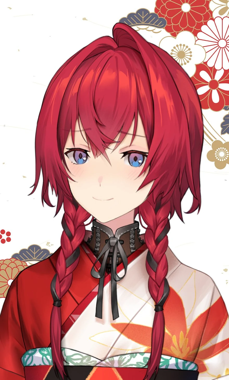 Kimono With Braided Pigtails Hairstyle