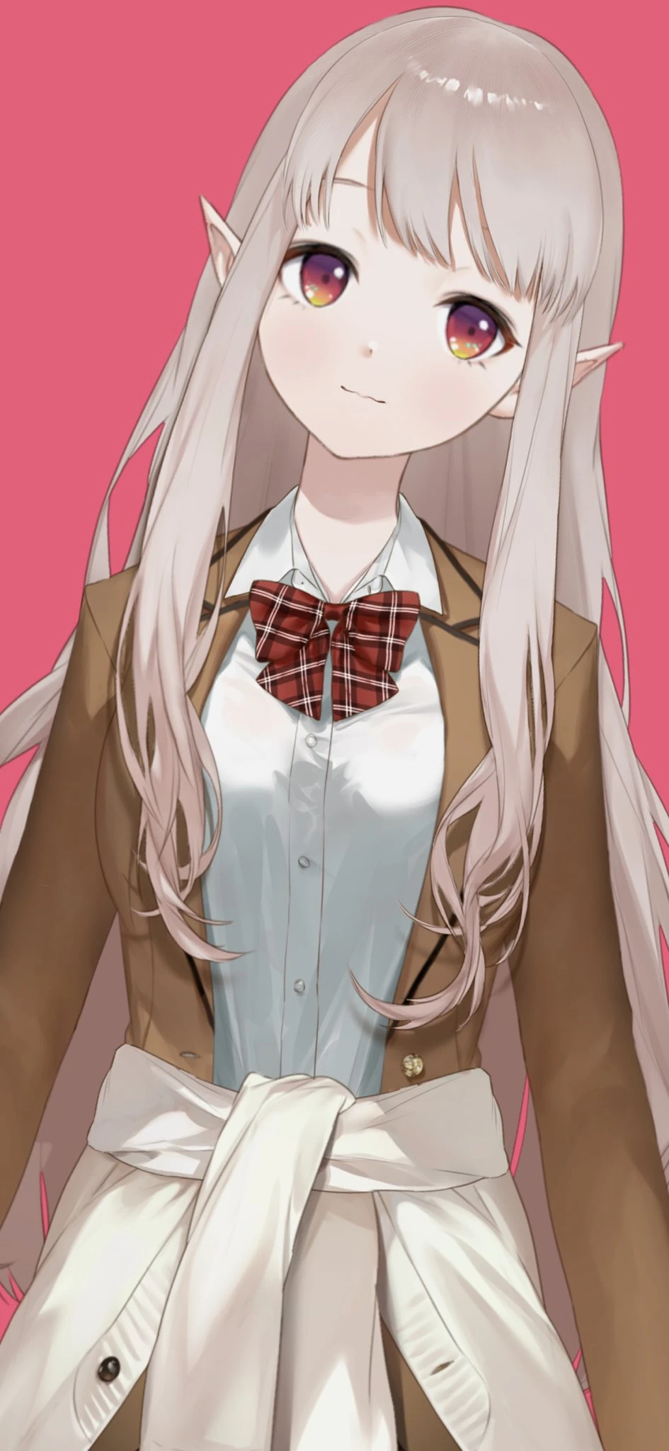 School uniform with tied cardigan