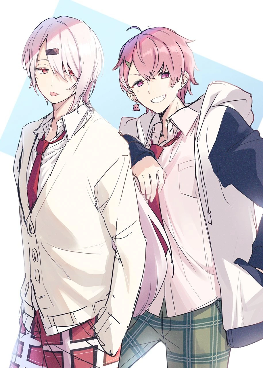 Sasaki Zaku & Shiina Shii April Fools Day 2022 Illustration<br>by ksk