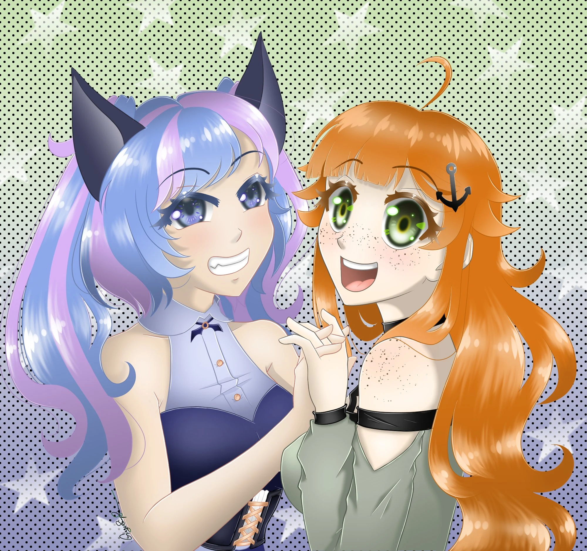 Estrella and Ginger holding hands! by GingerSnapSirius