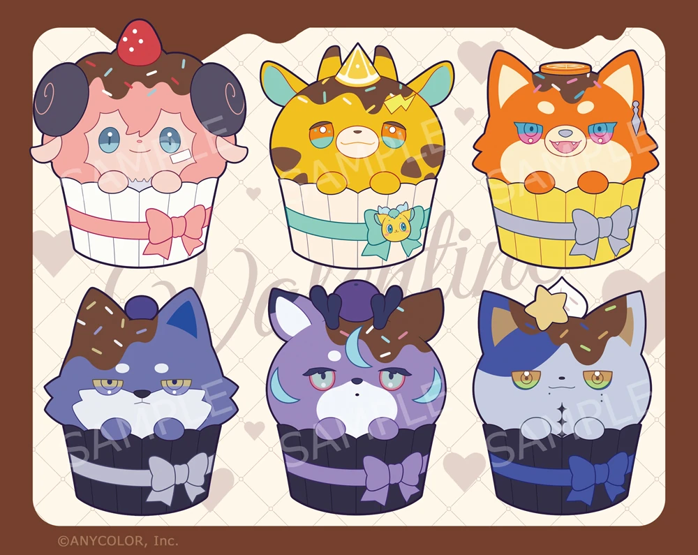 NIJISANJI Melty Valentine Animal Cupcakes Illustration