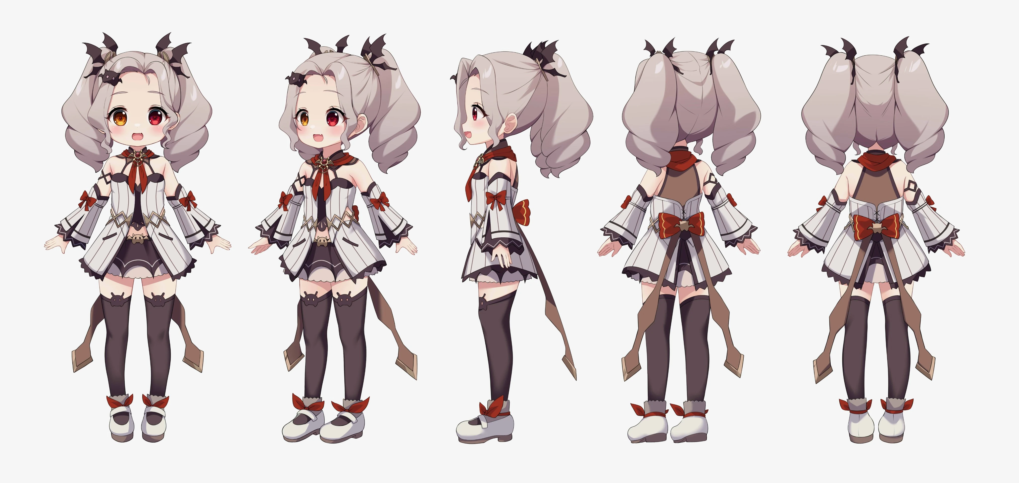 Chibi 3D model Reference Sheet by Ikazu401
