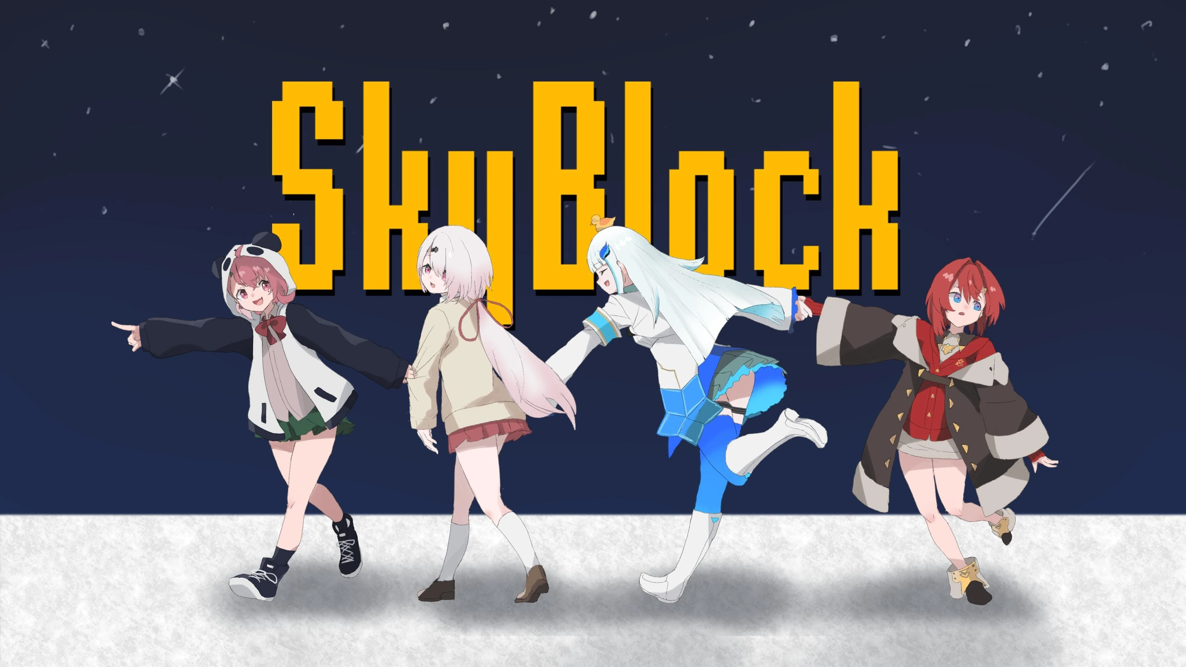 SakuYui Rizean Minecraft Skyblock Illustration<br>by Soranaki