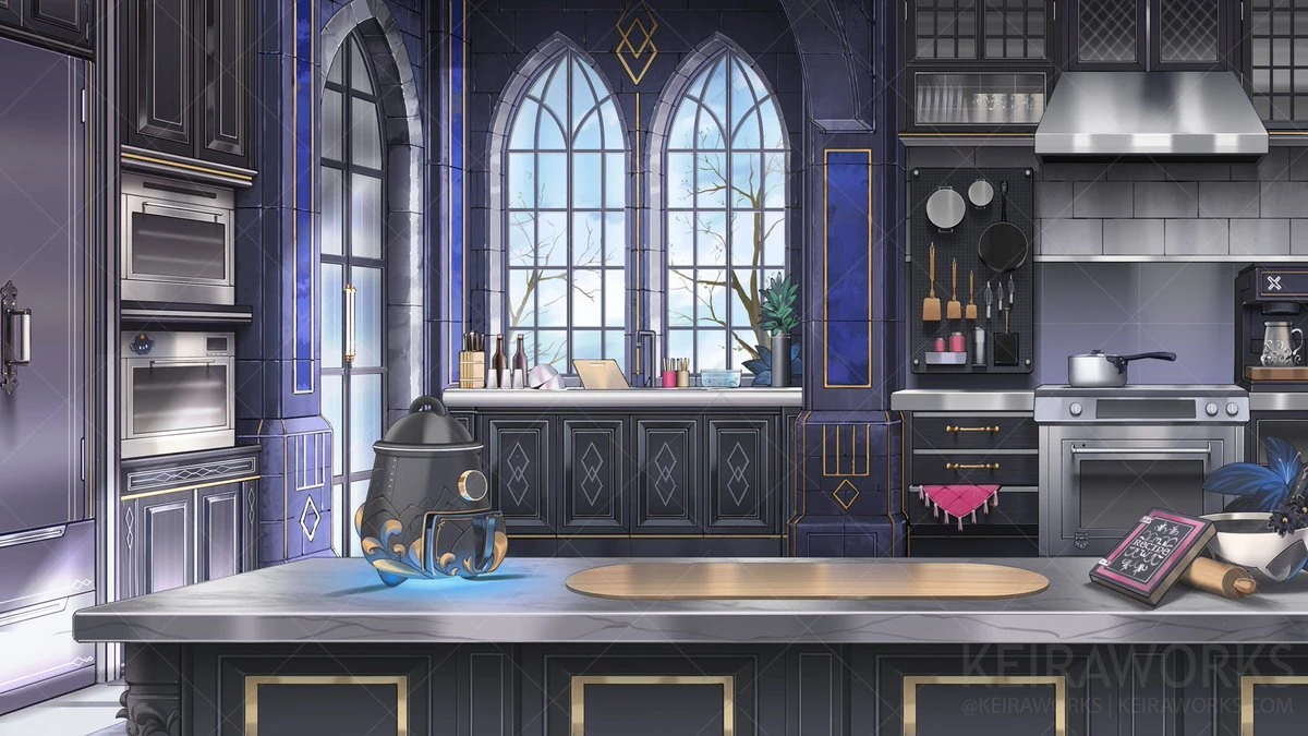 Kitchen Room Background With Island by Keira