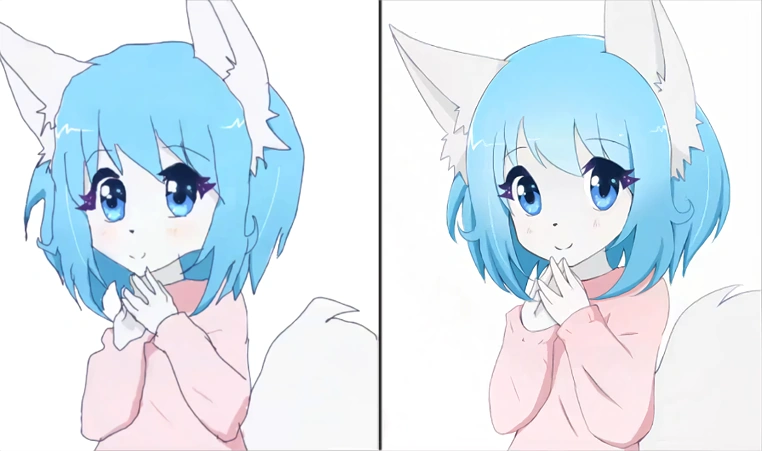 Wolfychu's self portraits using her left hand compared to her right hand