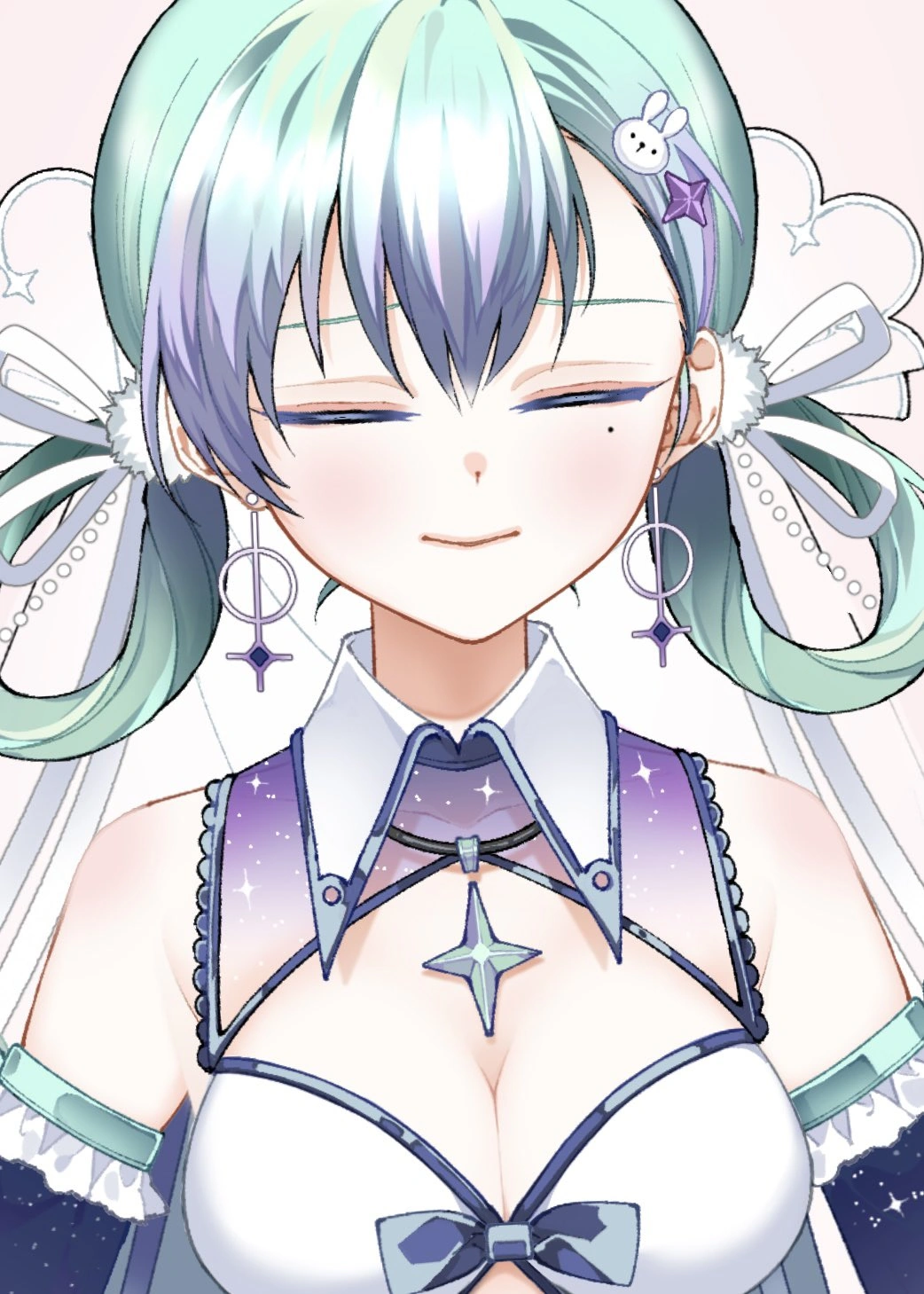 A close-up, with eyes closed.