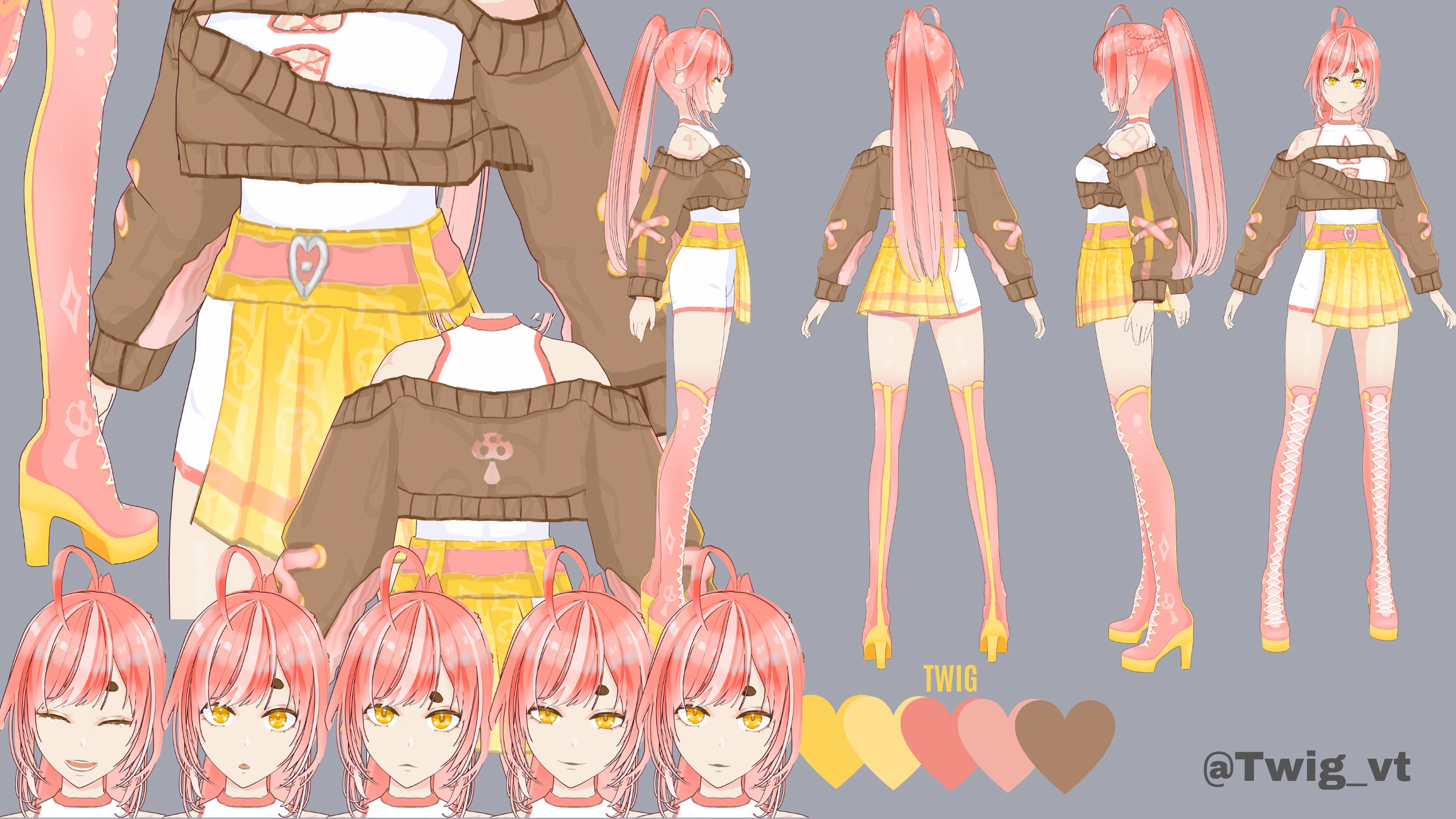 Twig's 3.0 VRoid model base outfit reference sheet