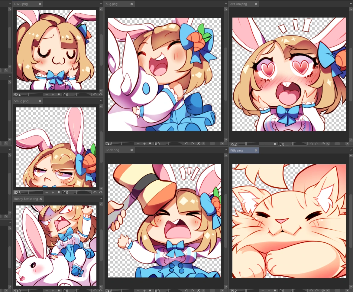 Bunny GIF Emotes 5 by Alfyria