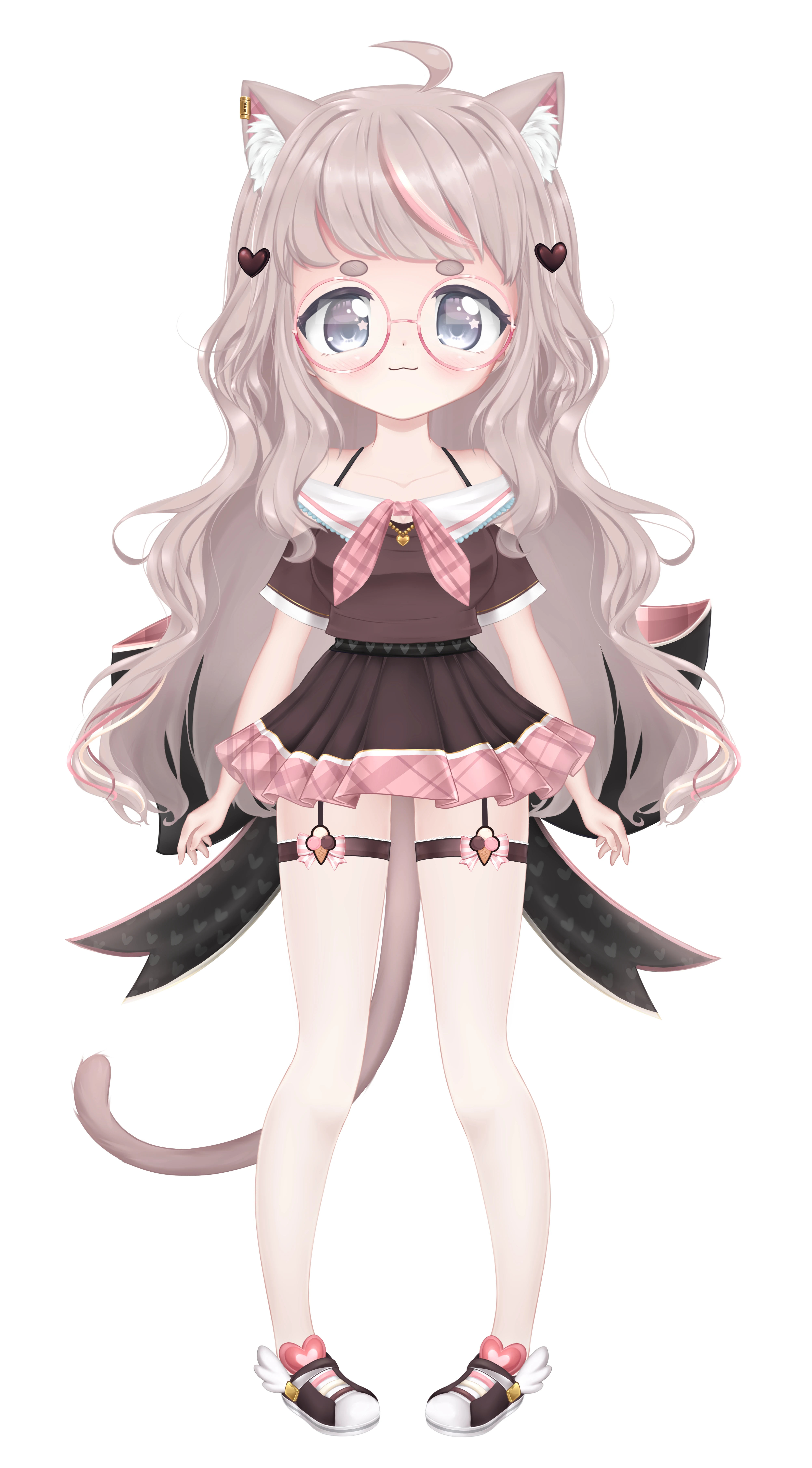 Fuwa's first ever Vtuber model from debut in 2021.