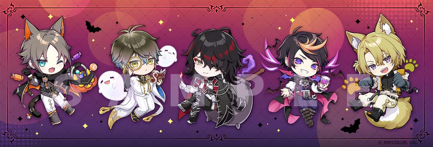 Luxiem x KIRABASE Halloween Collaboration SD Illustration by Tanukii