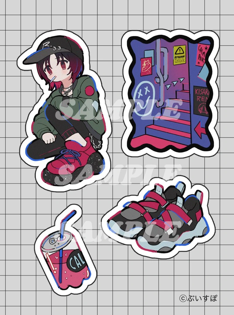 4th Anniversary Sticker Set Illustration<br>by [https://x.com/milkghost124/status/1852301321636073761 KIRUTA]