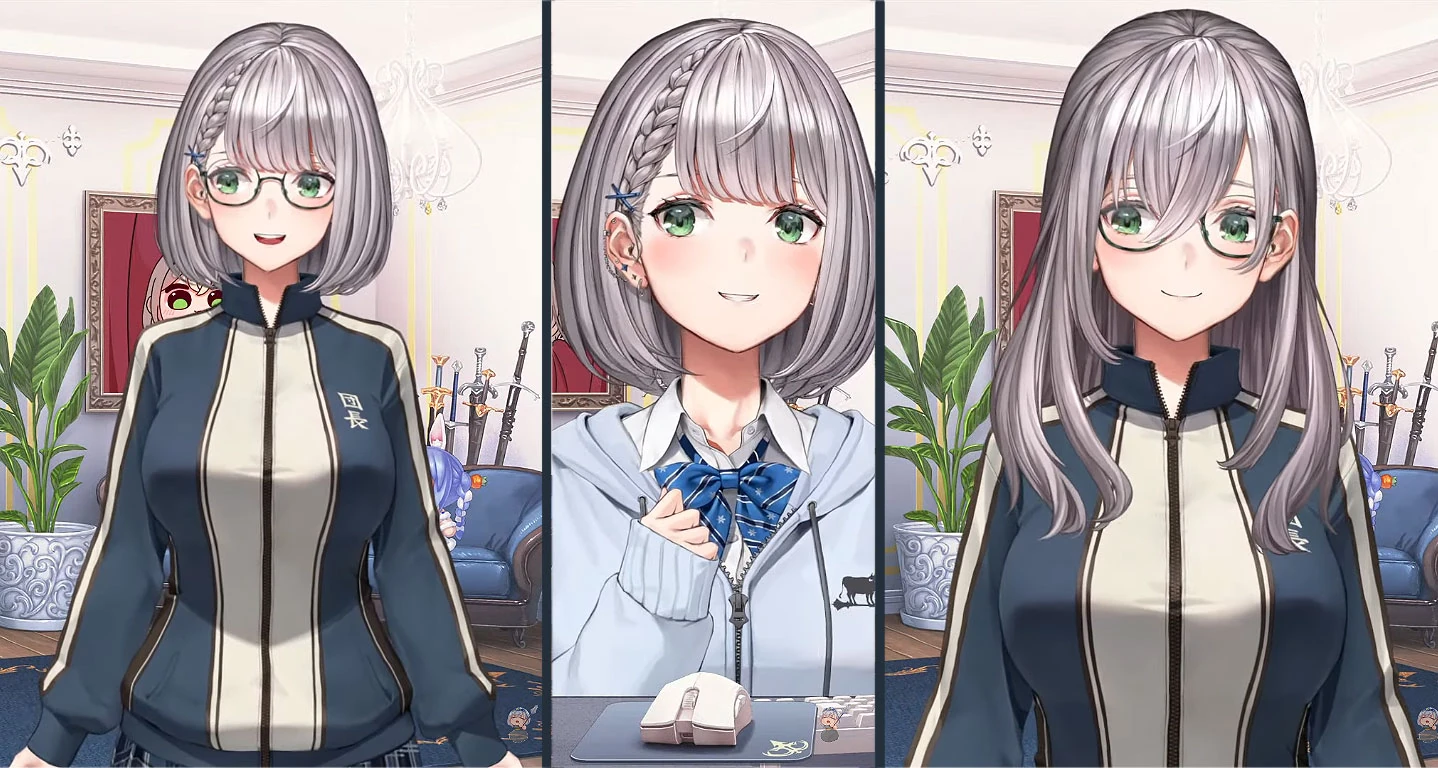 5th Anniversary Stud Earrings, Jacket, Hairstyle, and Glasses