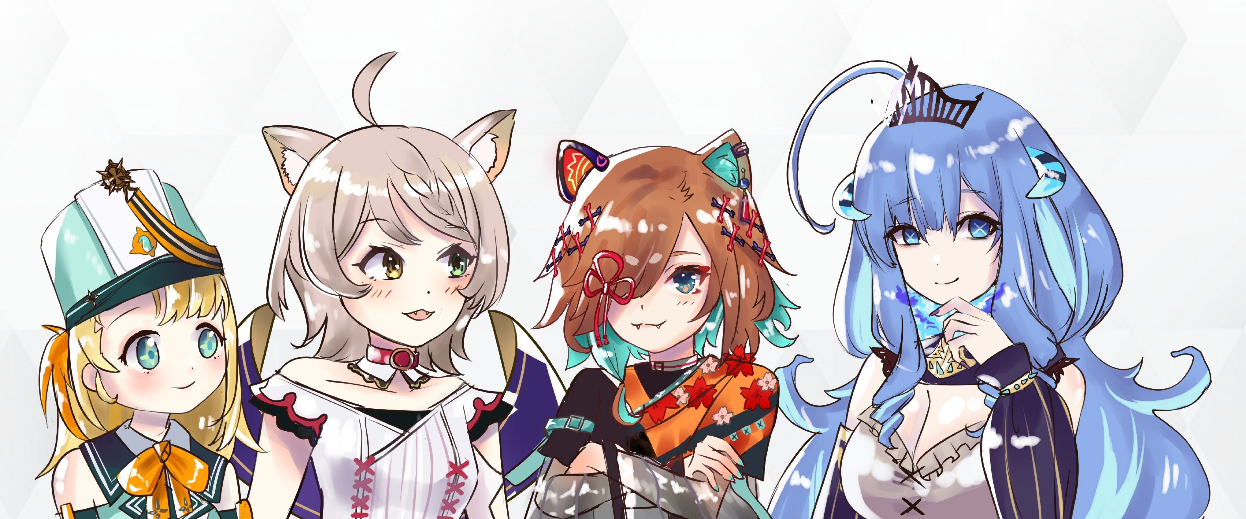 Pengin Pina, Suzune Nia, Miyoshino Shiki and herself