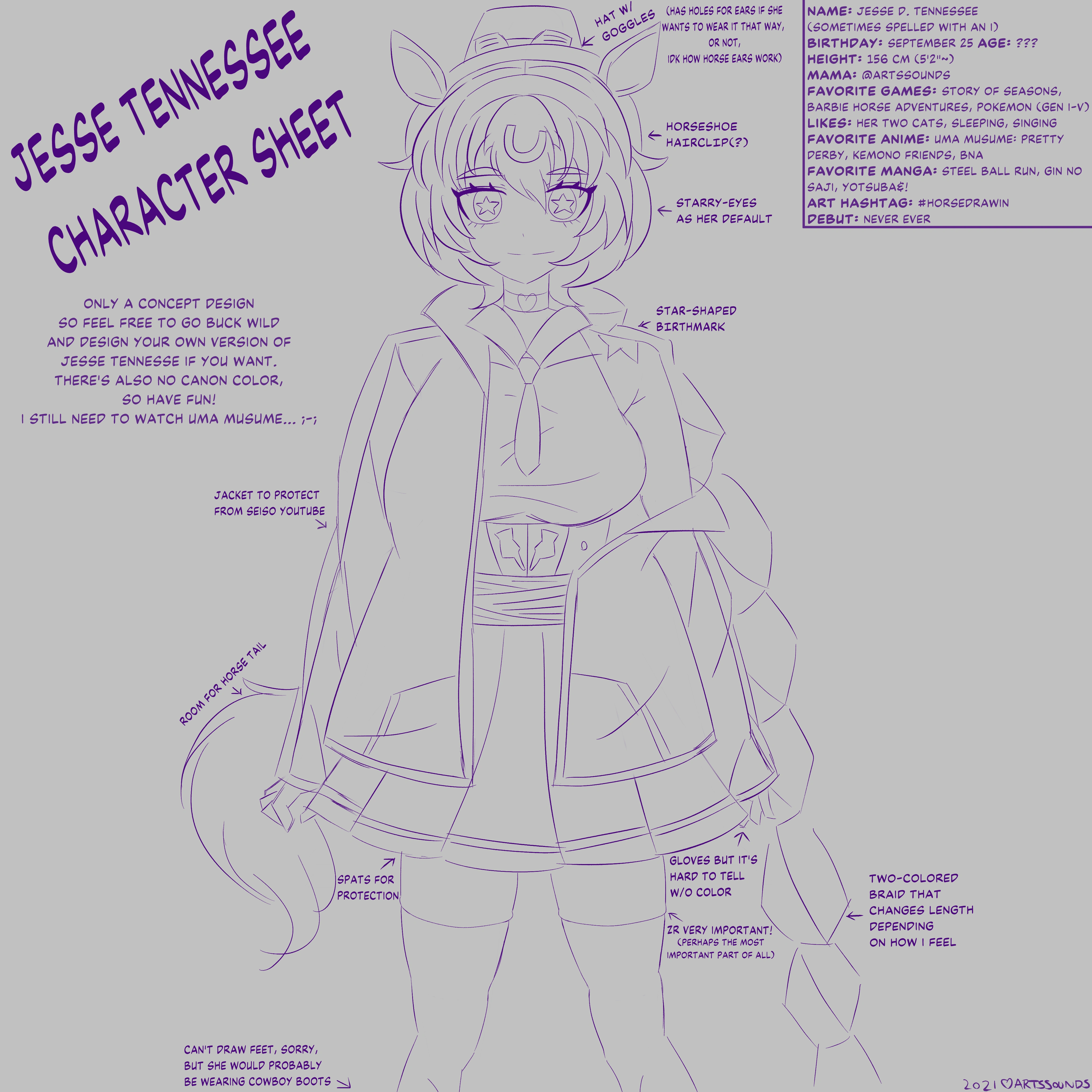 Jesse Tennessee's Character Sheet by artssounds