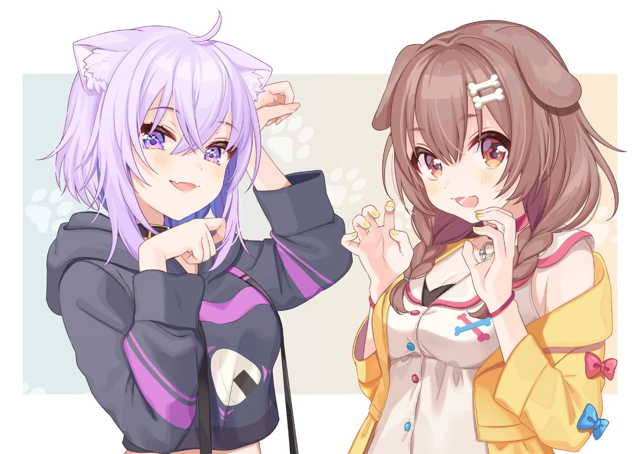 Nekomata Okayu and Inugami Korone