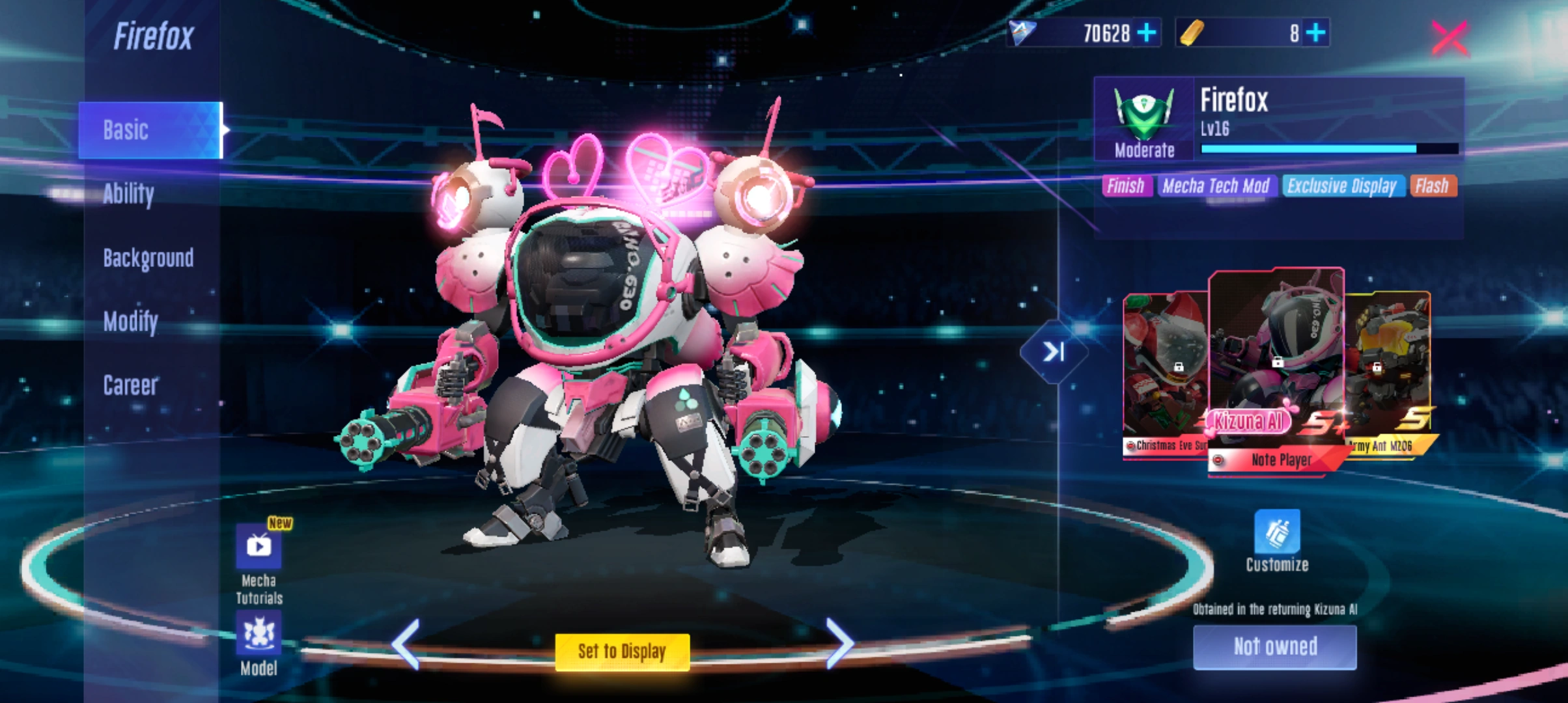 Kizuna Ai's custom Firefox from Super Mecha Champions, front side
