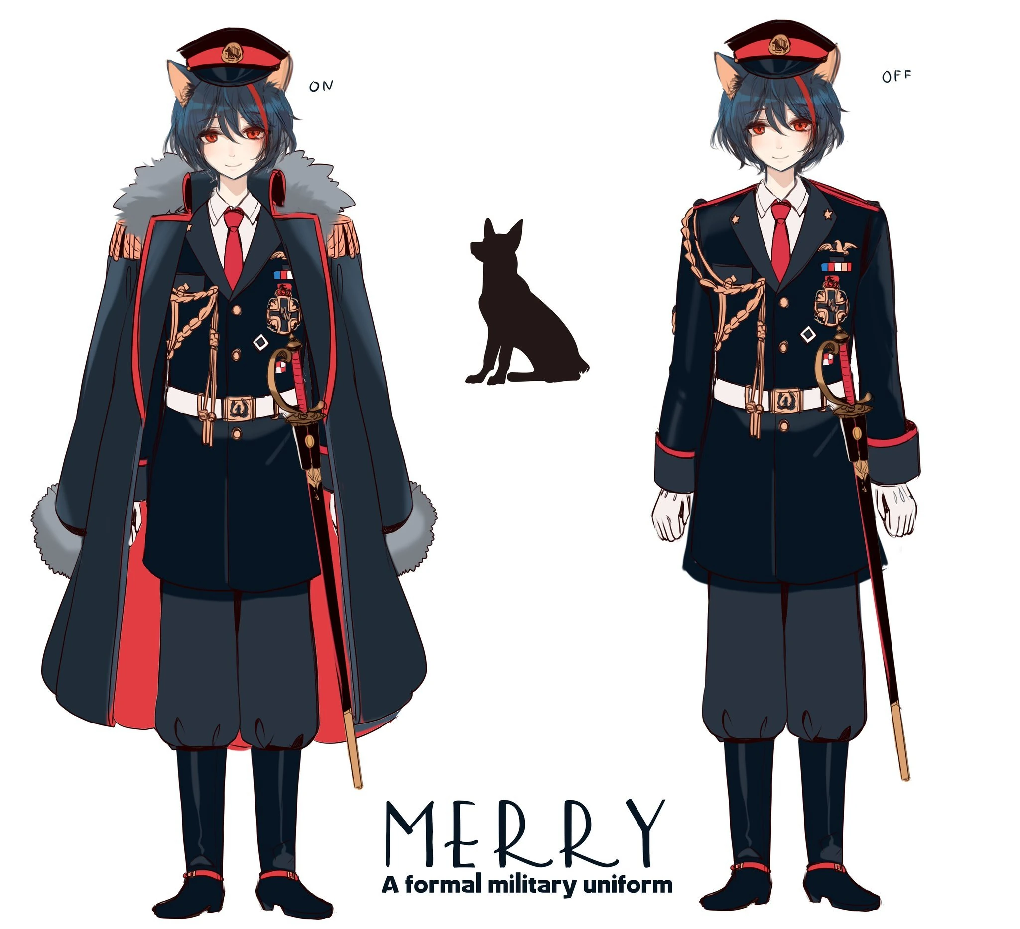 Reference sheet of Merry's military uniform by Kirero