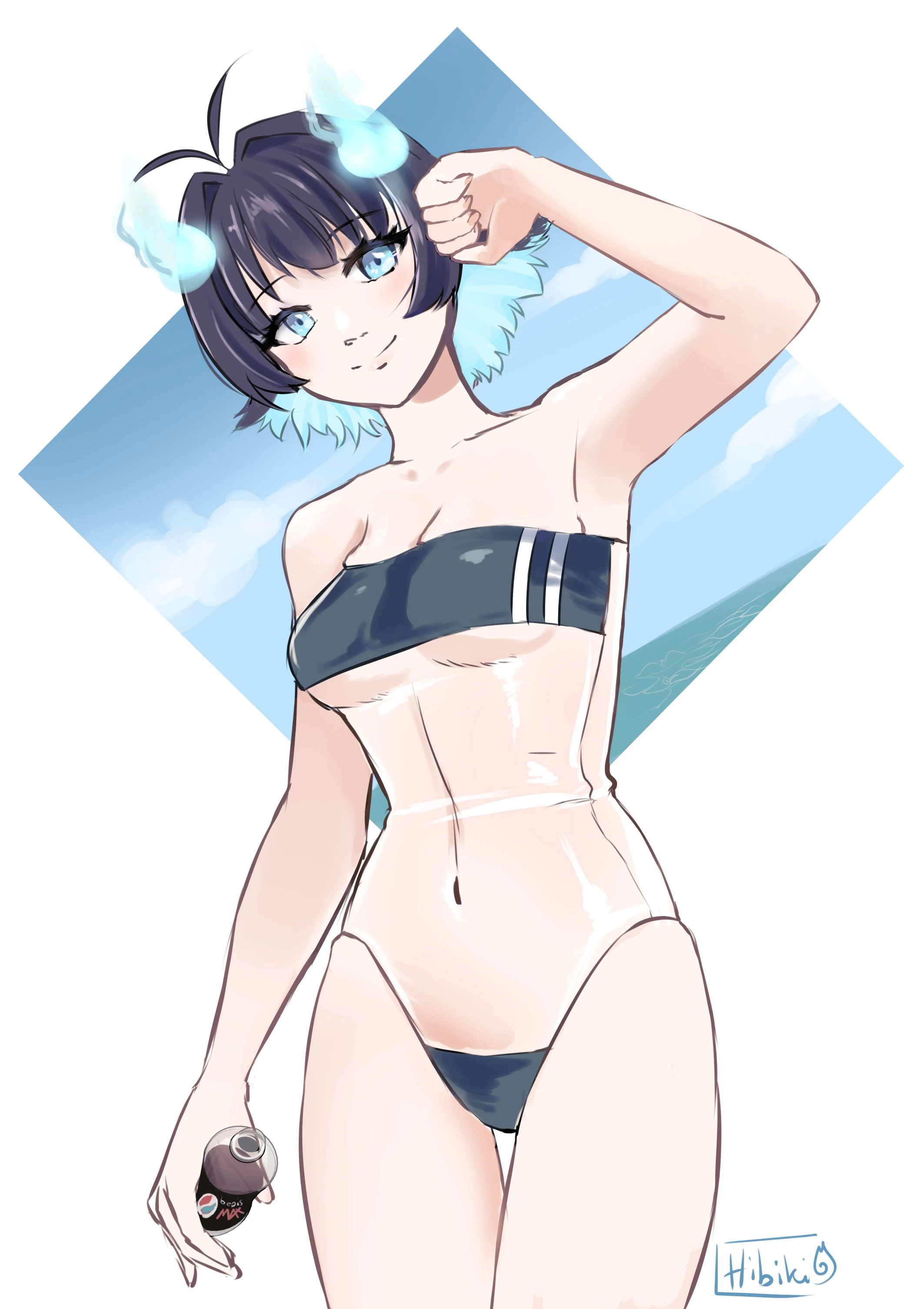 Hibiki in swimwear - artist: herself