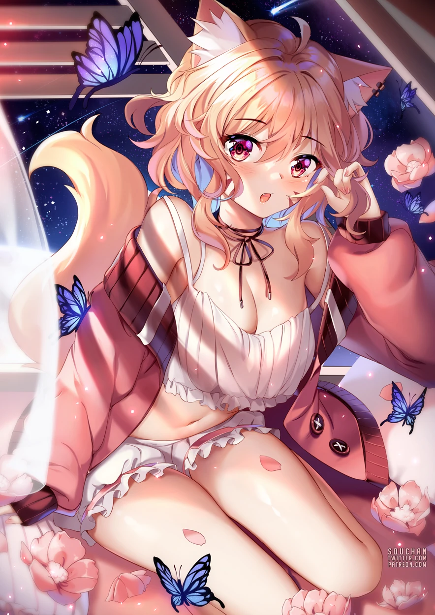 Shyrei surrounded by butterflies