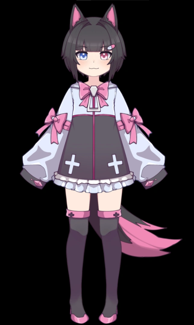 Penkoro's current pre-debut 0.5 model drawn by @NatsukiSaika, without her hood