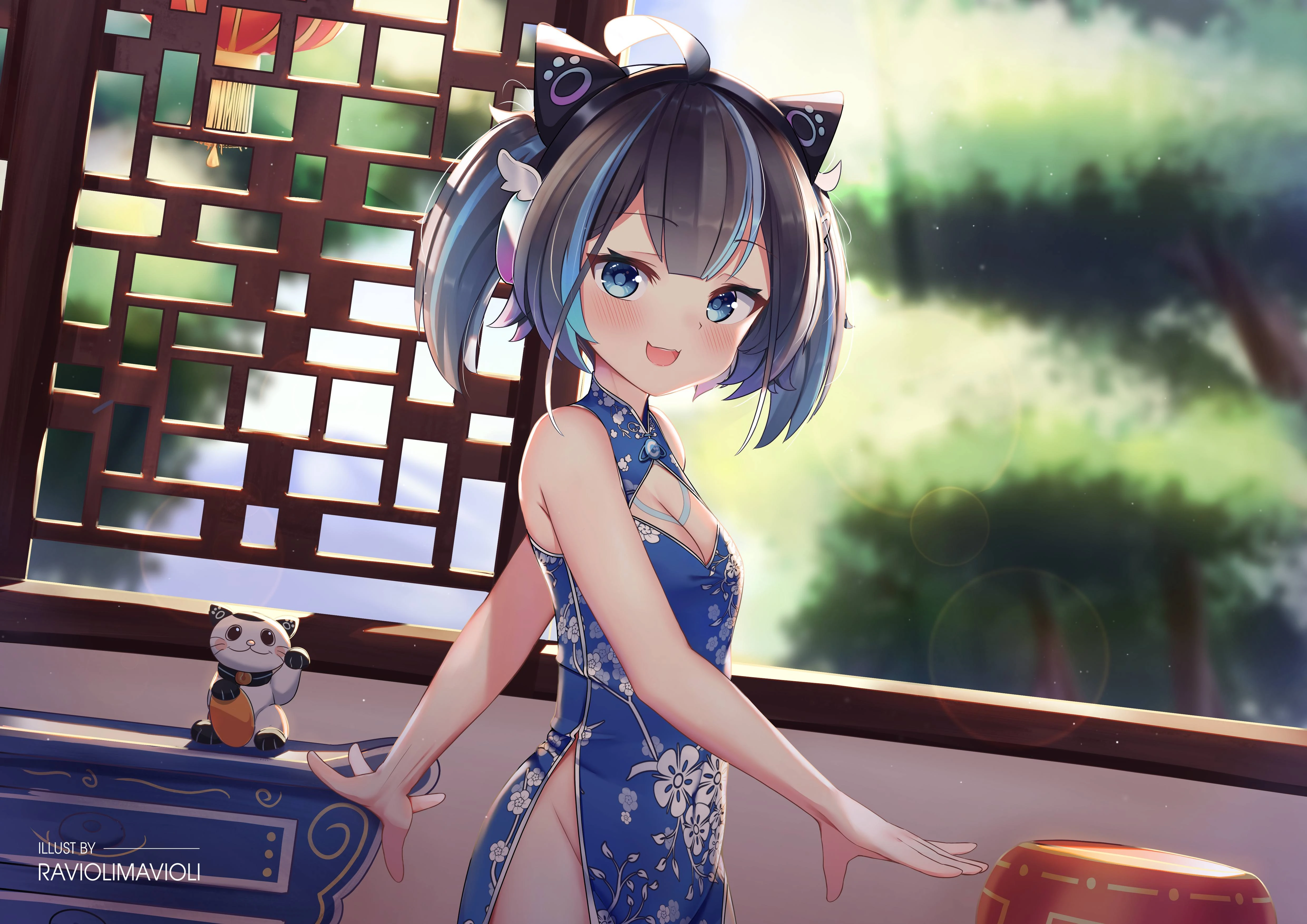 Cyan chinese dress by Ravioli