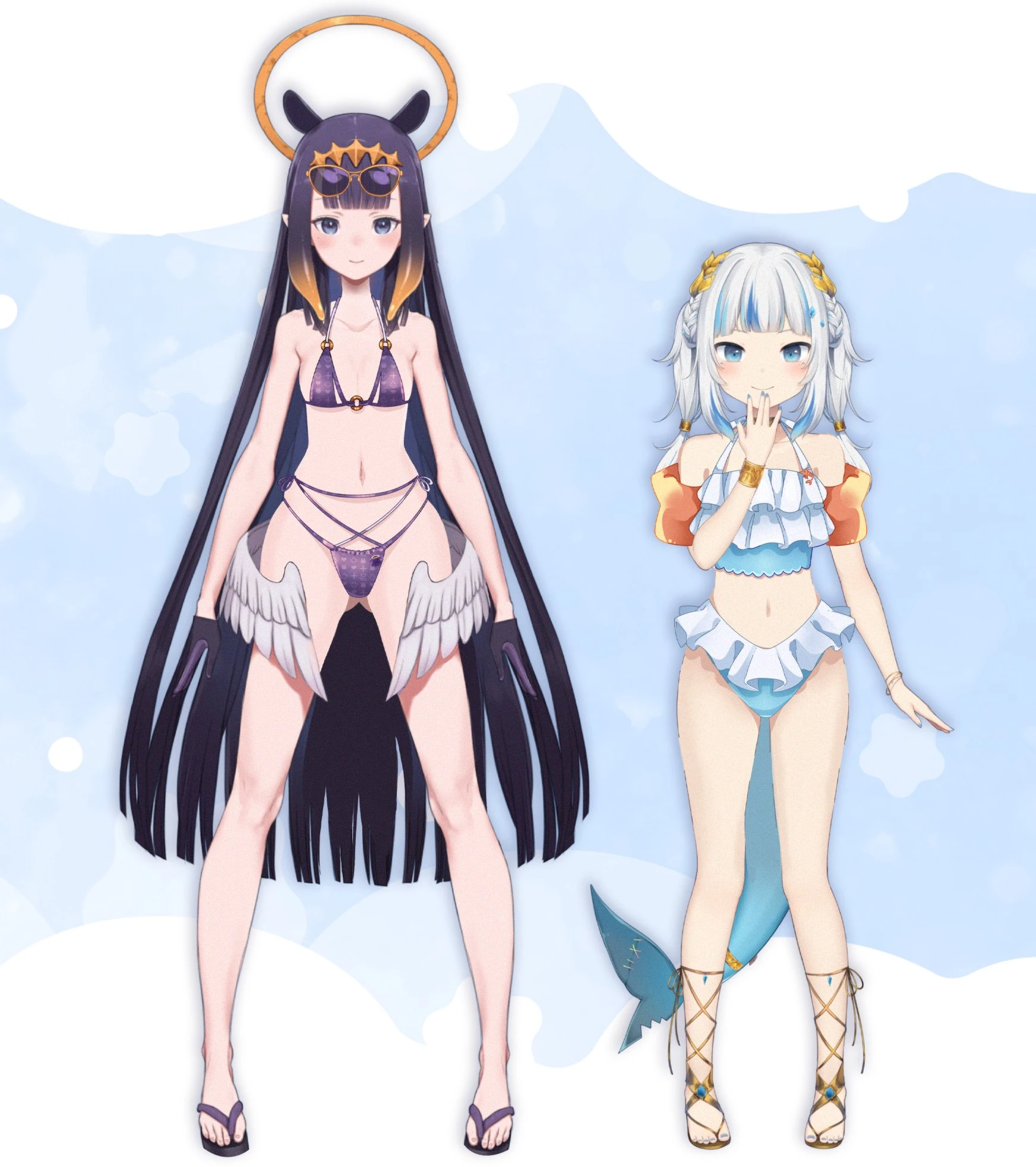 Ina and Gura swimsuits<br>by Mori Calliope