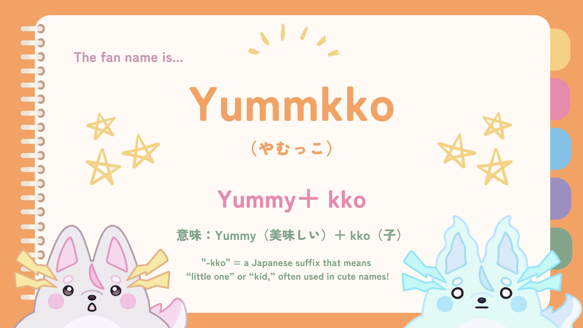 Yummkko fan name and mascot.